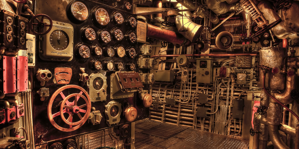 Old battleship engine room