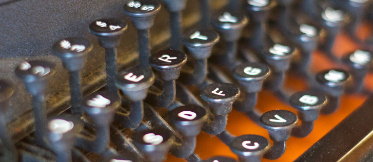 Close up of keys on an antique typewriter